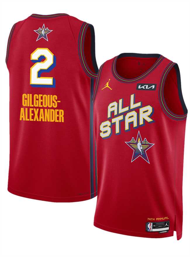 Mens 2025 All-Star #2 Shai Gilgeous-Alexander Red Stitched Jersey Dzhi